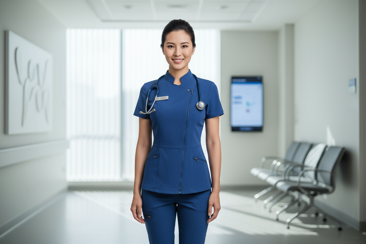 Infirmière portant une blouse médicale moderne